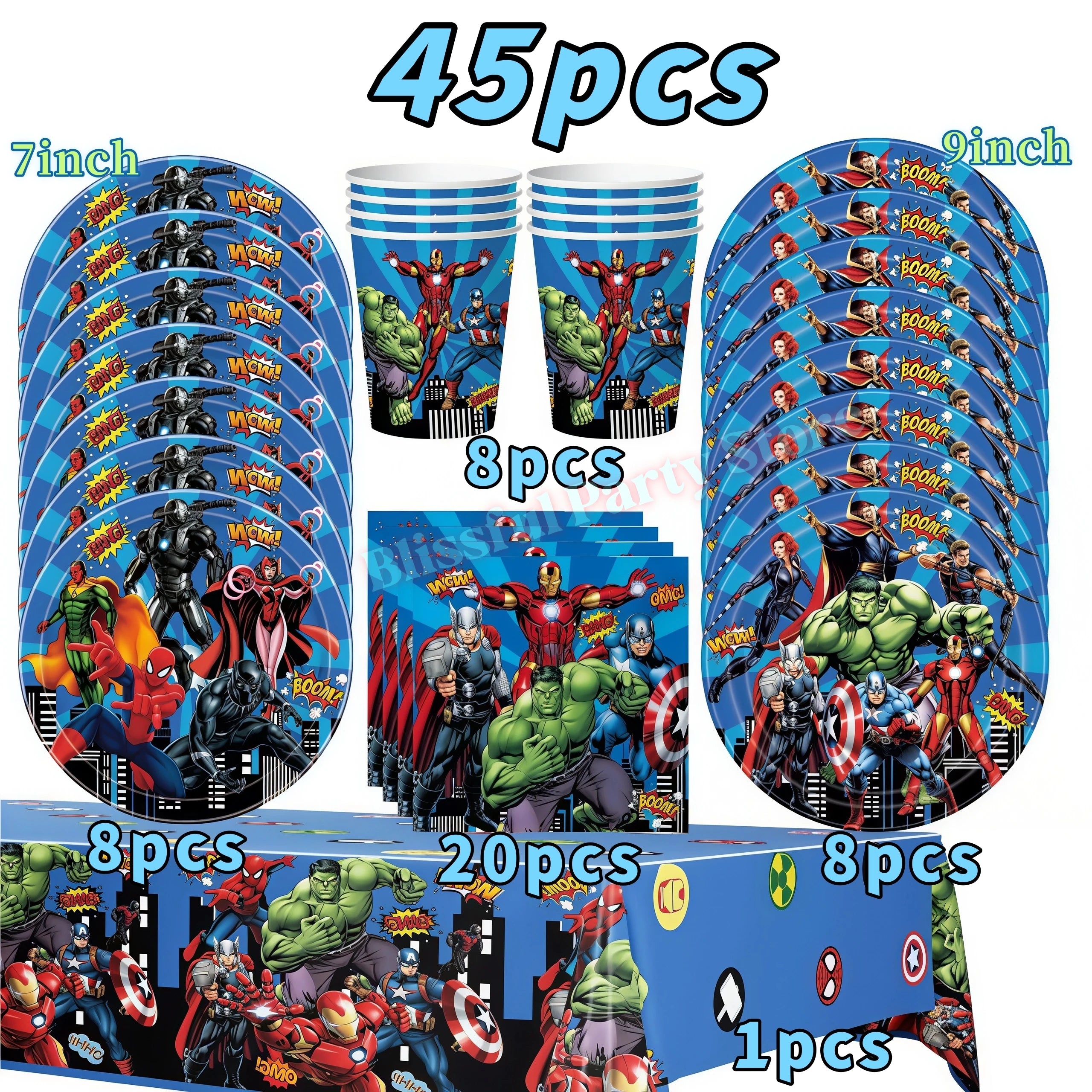 Avengers Birthday Party Decoration Superhero Balloon Tableware Kit Cup Plate Tablecloth Boy Favor Gift Baby Shower Event Supplie