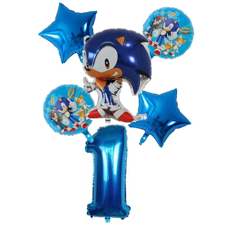 Anime Character Cartoon Hedgehog Tablecloth Banners Plates Tableware Set Sonic Birthday Party Decorations and Bath Toys Gift