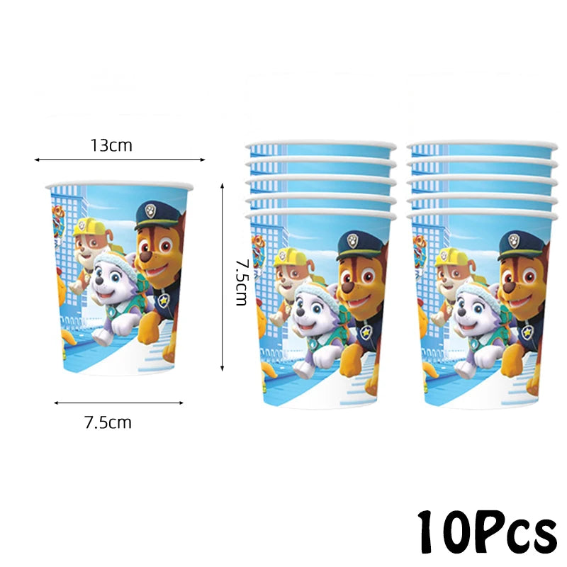 Paw Patrol Series Birthday Party Banquet Supplies Paper Plate Tablecloth Flag Knife Fork Spoon Banner Set Kids Birthday Party