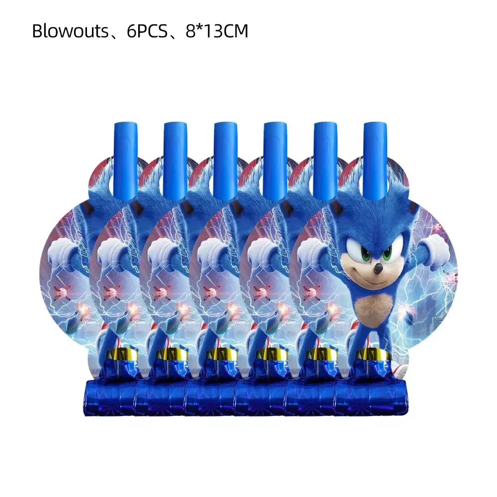 Anime Character Cartoon Hedgehog Tablecloth Banners Plates Tableware Set Sonic Birthday Party Decorations and Bath Toys Gift