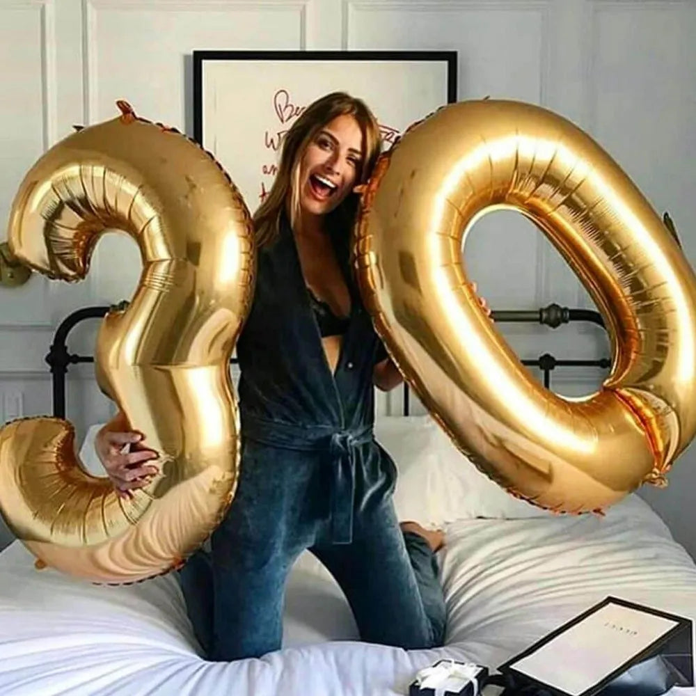 40inch Big Size Balloons Helium Numbe 0-9 Happy Birthday Wedding Party Decorations Kids Toys Shower Figures Globos Large Balloon
