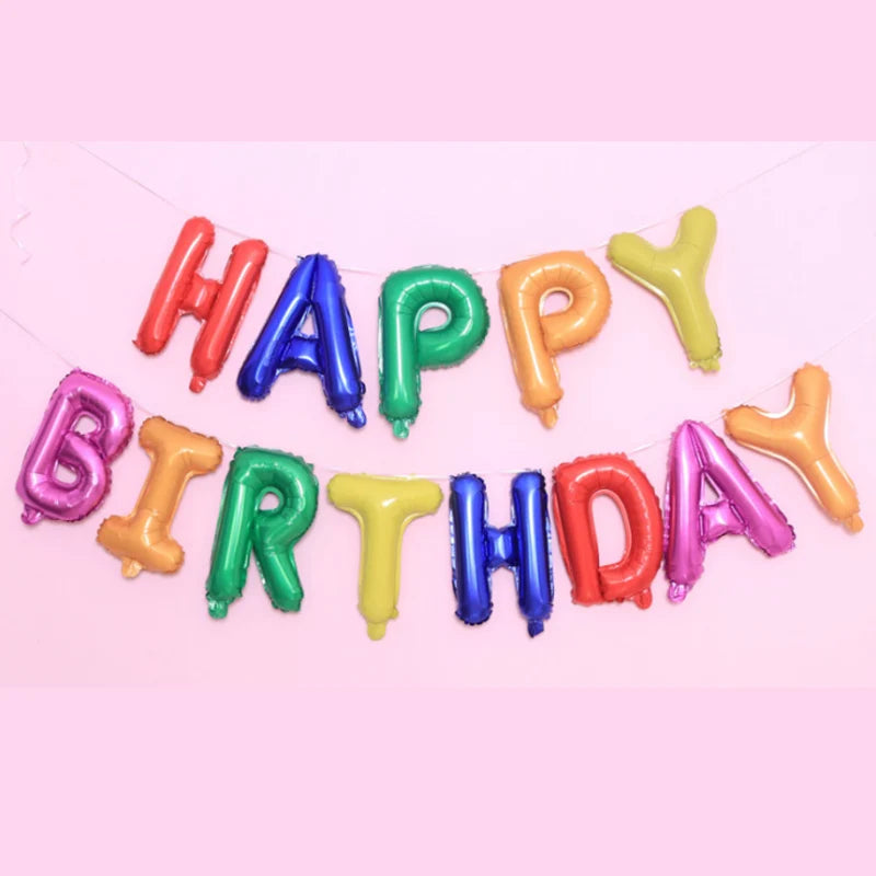 Happy Birthday balloon air Letters Alphabe Gold Pink foil balloons kids Boy Baby Show party birthday helium globos party baloon