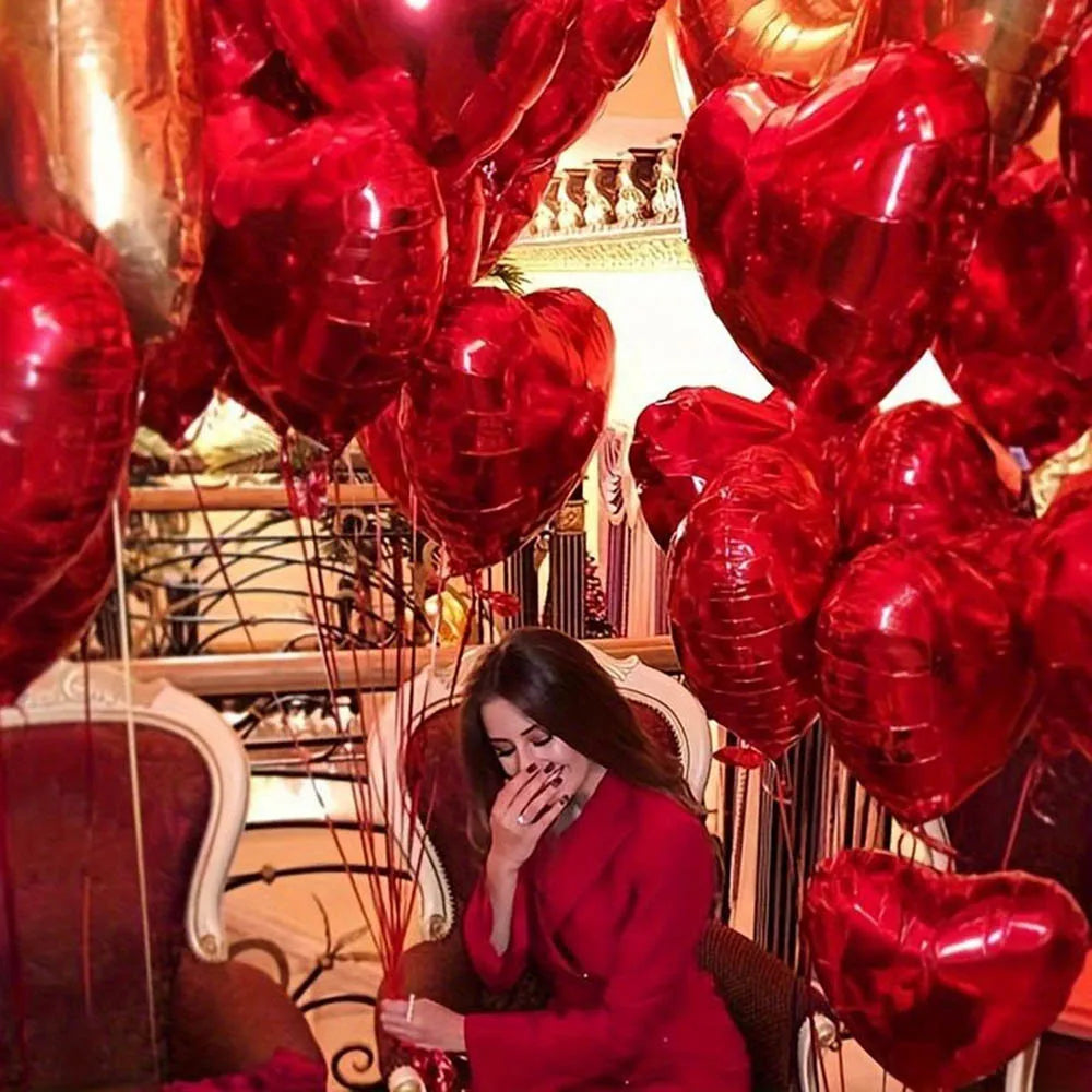 50PCS/Pack 18Inch Red Love Heart Foil Balloons DIY Birthday Party Ornaments For Valentine's Day Wedding Party Room layout Gifts