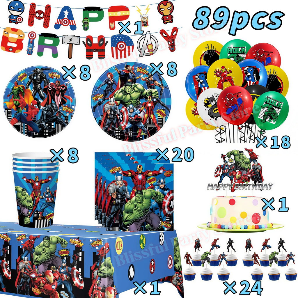 Avengers Birthday Party Decoration Superhero Balloon Tableware Kit Cup Plate Tablecloth Boy Favor Gift Baby Shower Event Supplie