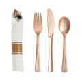 24pcs Pre Rolled Gold Plastic Silverware Sets Gold Cutlery Wrapped Disposable Utensils with Napkins for Parties Dinners Weddings