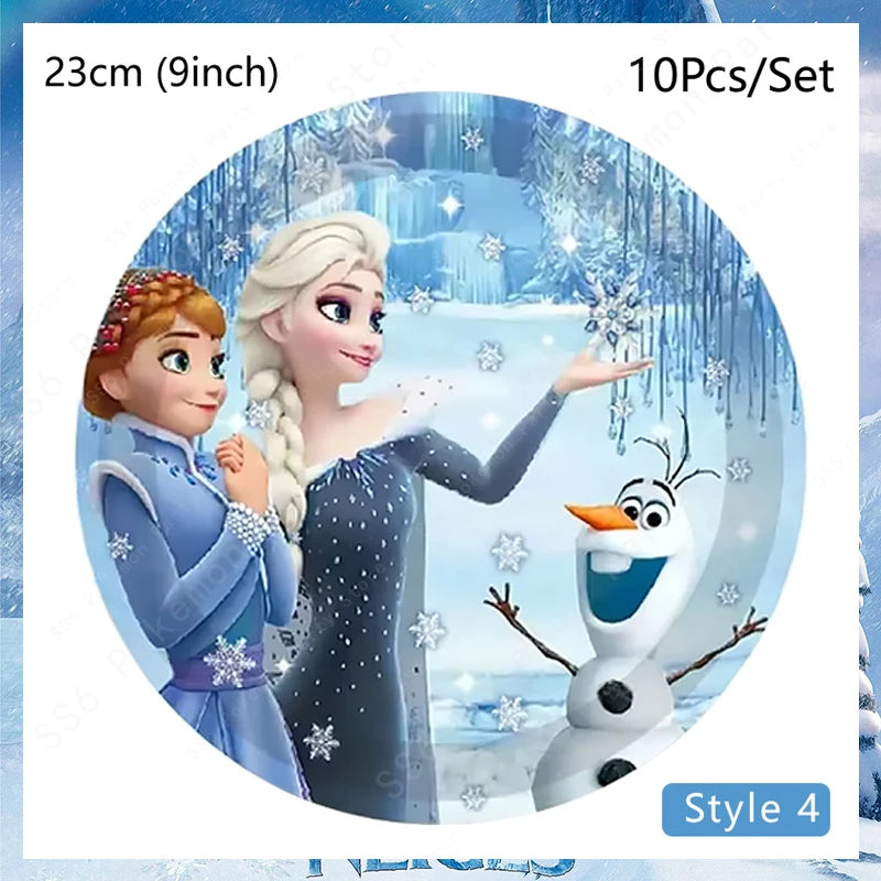 Disney Frozen Elsa Anna Olaf Birthday Party Decorations Supplies Kit for Girls Including Disposable Tableware Paper Cups Plates