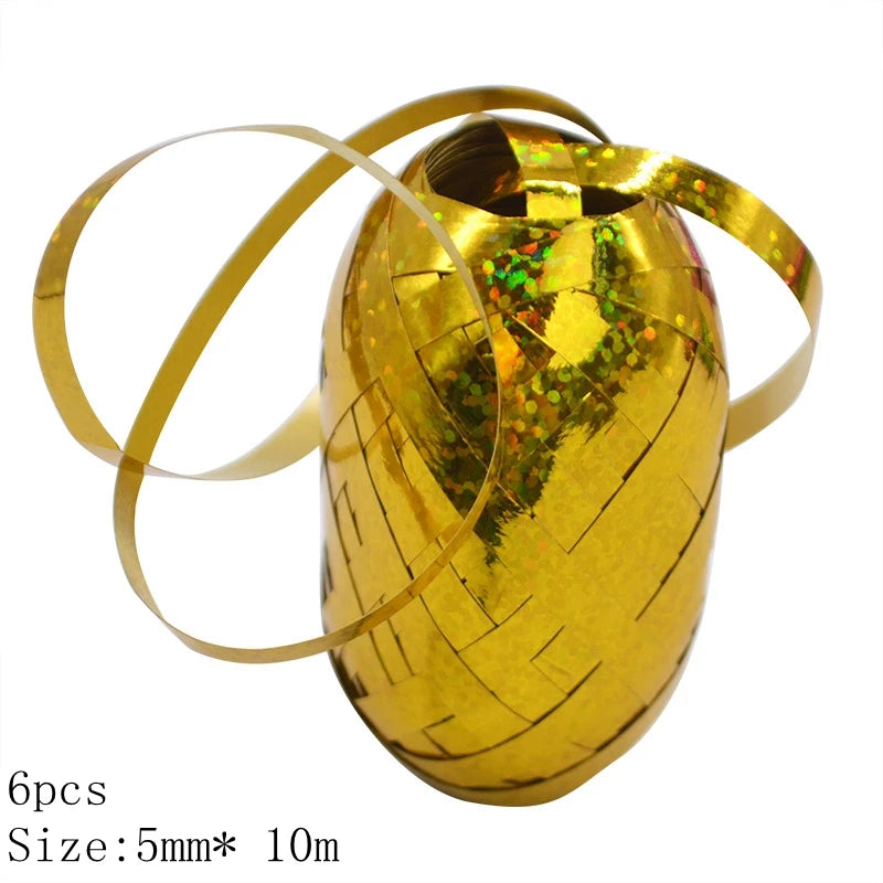 5mm Balloons Ribbons Laser Ribbon for Party Decoration Gifts Box DIY Packing Wedding Decoration Foil Satin Ribbons Accessories