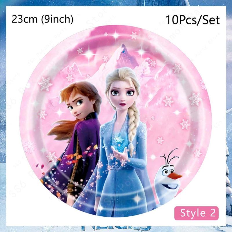 Disney Frozen Elsa Anna Olaf Birthday Party Decorations Supplies Kit for Girls Including Disposable Tableware Paper Cups Plates