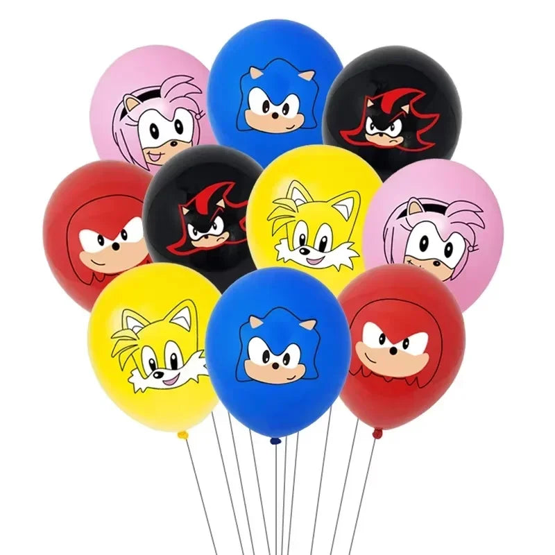 Anime Character Cartoon Hedgehog Tablecloth Banners Plates Tableware Set Sonic Birthday Party Decorations and Bath Toys Gift