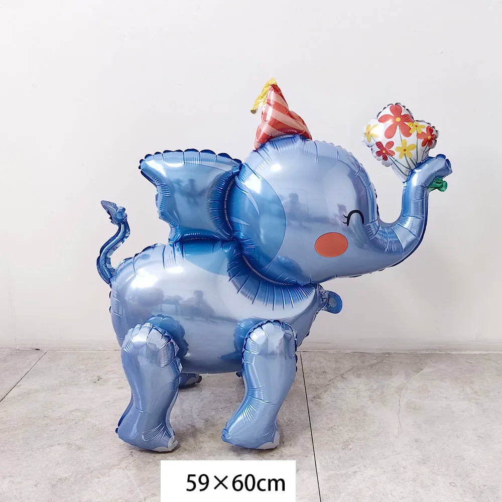 Cartoon Animal Standing Balloon Jungle Safari Lion zebra Leopard Rabbit Peacock Giraffe Balloon Kids Birthday Decoration Balloon