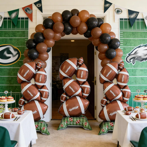 1/2 Pack Standing Football Party Decoration Balloons, Aluminum Foil Balloons, Suitable for Football Game Support Balloon Decorations, Themed Birthday Party Balloons, Fan Gathering Decoration Balloons, Tailgate Party, Sports Themed Party Decorations