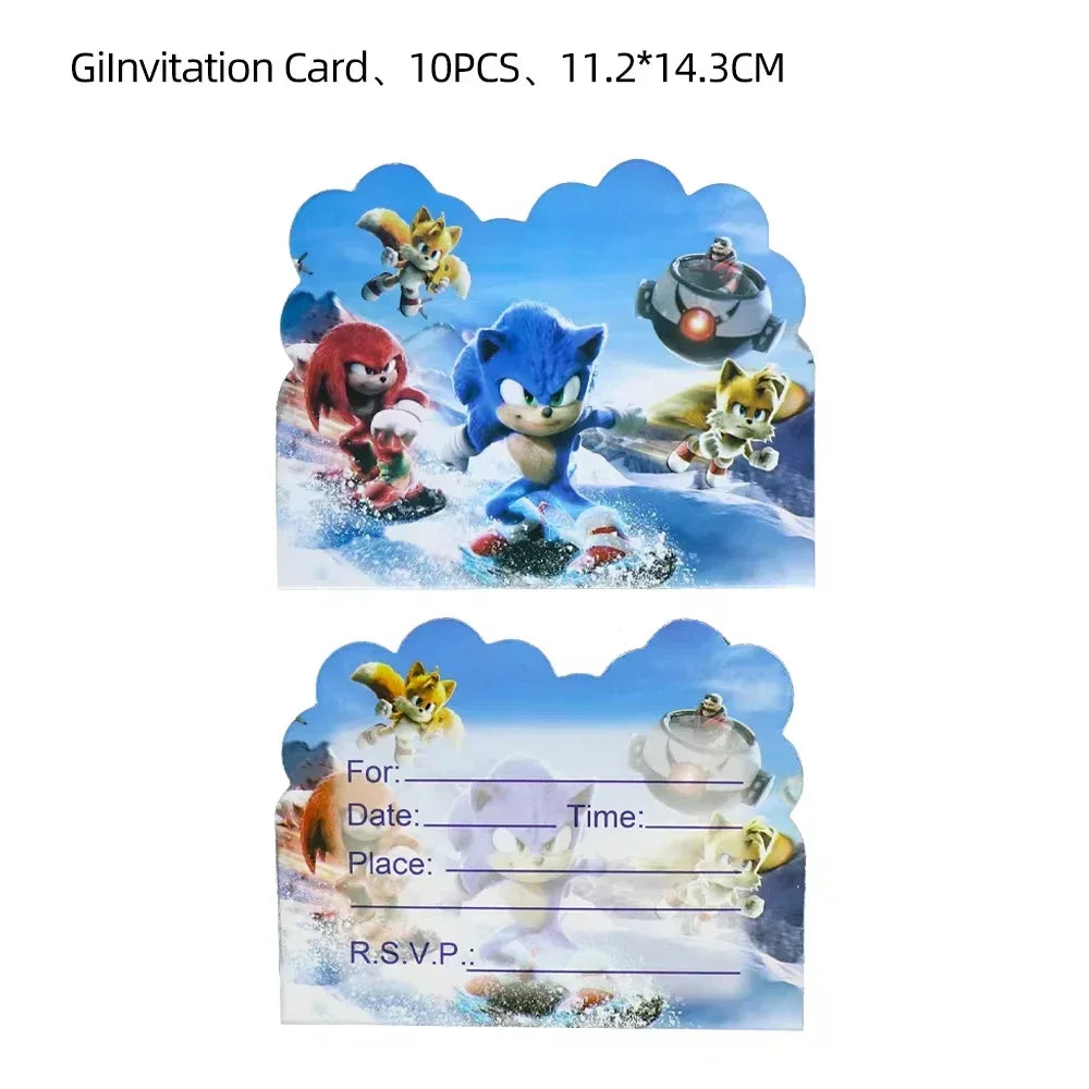 Anime Character Cartoon Hedgehog Tablecloth Banners Plates Tableware Set Sonic Birthday Party Decorations and Bath Toys Gift