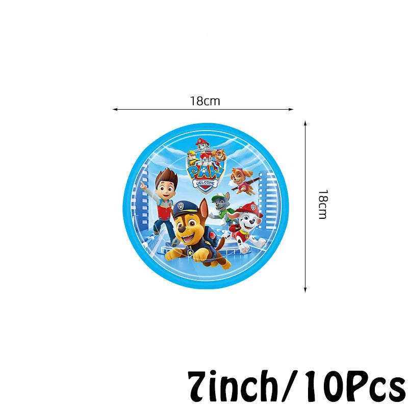 Paw Patrol Series Birthday Party Banquet Supplies Paper Plate Tablecloth Flag Knife Fork Spoon Banner Set Kids Birthday Party