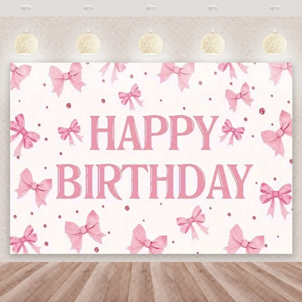Girl Women Pink Bow Birthday Decoration Disposable Tableware Bow Tie Party Supplies Kit Paper Plates Cups Banner Tablecloth Gift