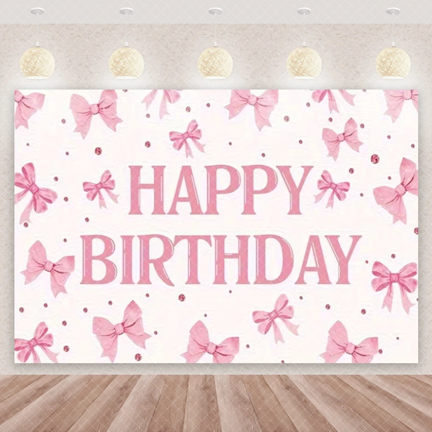 Girl Women Pink Bow Birthday Decoration Disposable Tableware Bow Tie Party Supplies Kit Paper Plates Cups Banner Tablecloth Gift