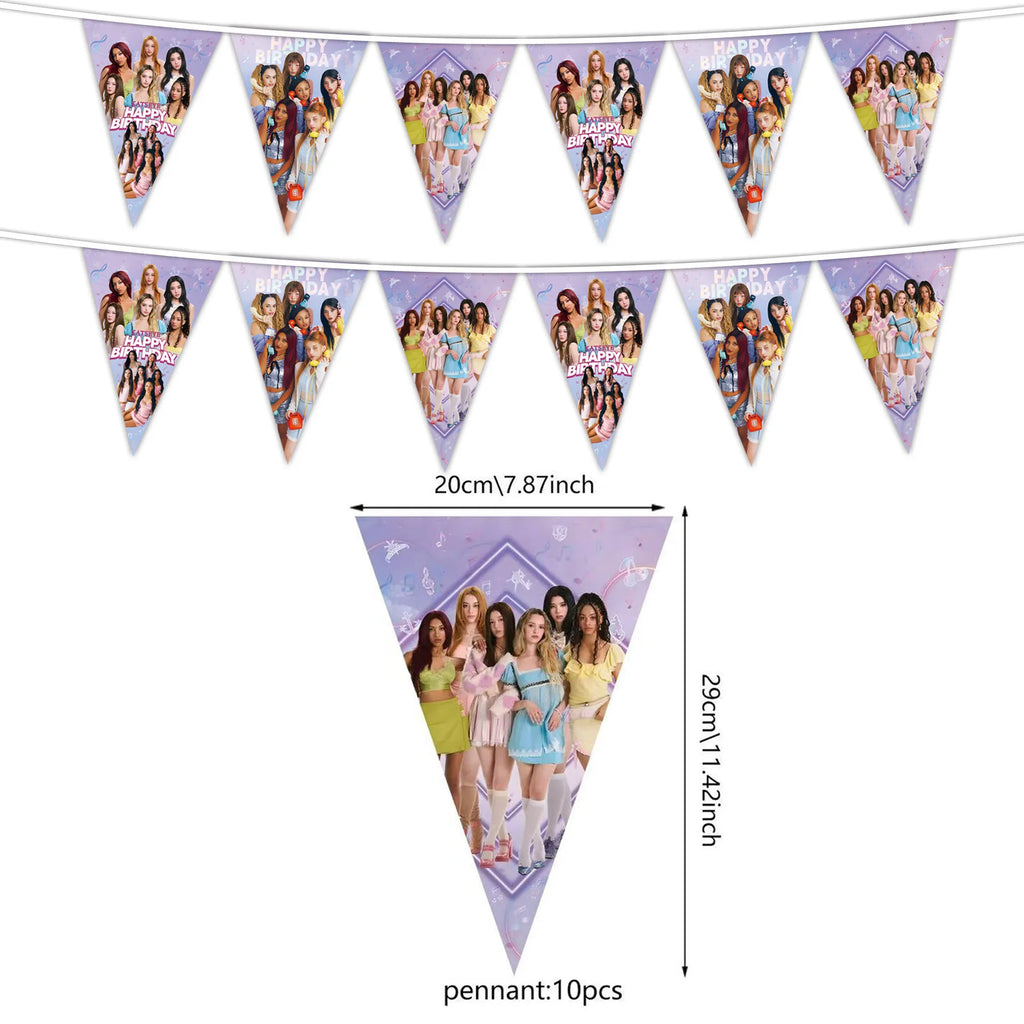 K&Katseye Birthday Party Decoration Plate Cup Napkin Balloon for Kpop Girl Party Favor Baby Shower Supplies Fans Gift