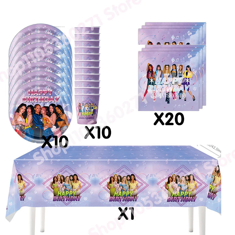 K&Katseye Birthday Party Decoration Plate Cup Napkin Balloon for Kpop Girl Party Favor Baby Shower Supplies Fans Gift