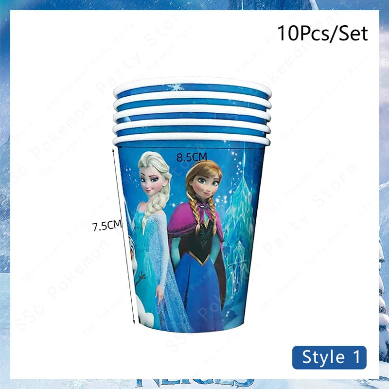 Disney Frozen Elsa Anna Olaf Birthday Party Decorations Supplies Kit for Girls Including Disposable Tableware Paper Cups Plates