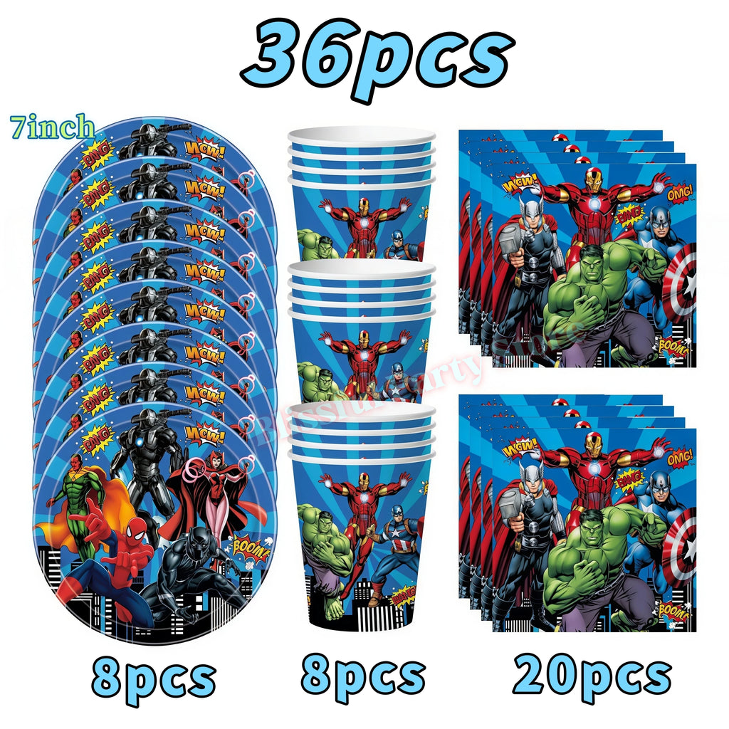 Avengers Birthday Party Decoration Superhero Balloon Tableware Kit Cup Plate Tablecloth Boy Favor Gift Baby Shower Event Supplie