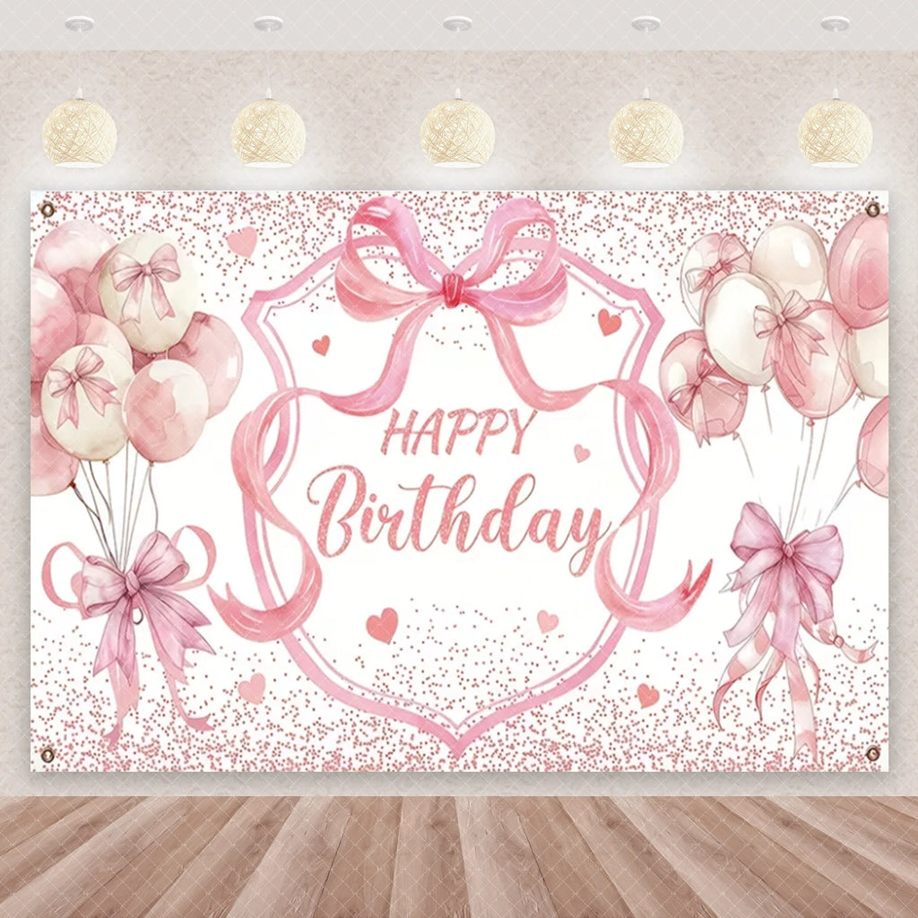 Girl Women Pink Bow Birthday Decoration Disposable Tableware Bow Tie Party Supplies Kit Paper Plates Cups Banner Tablecloth Gift