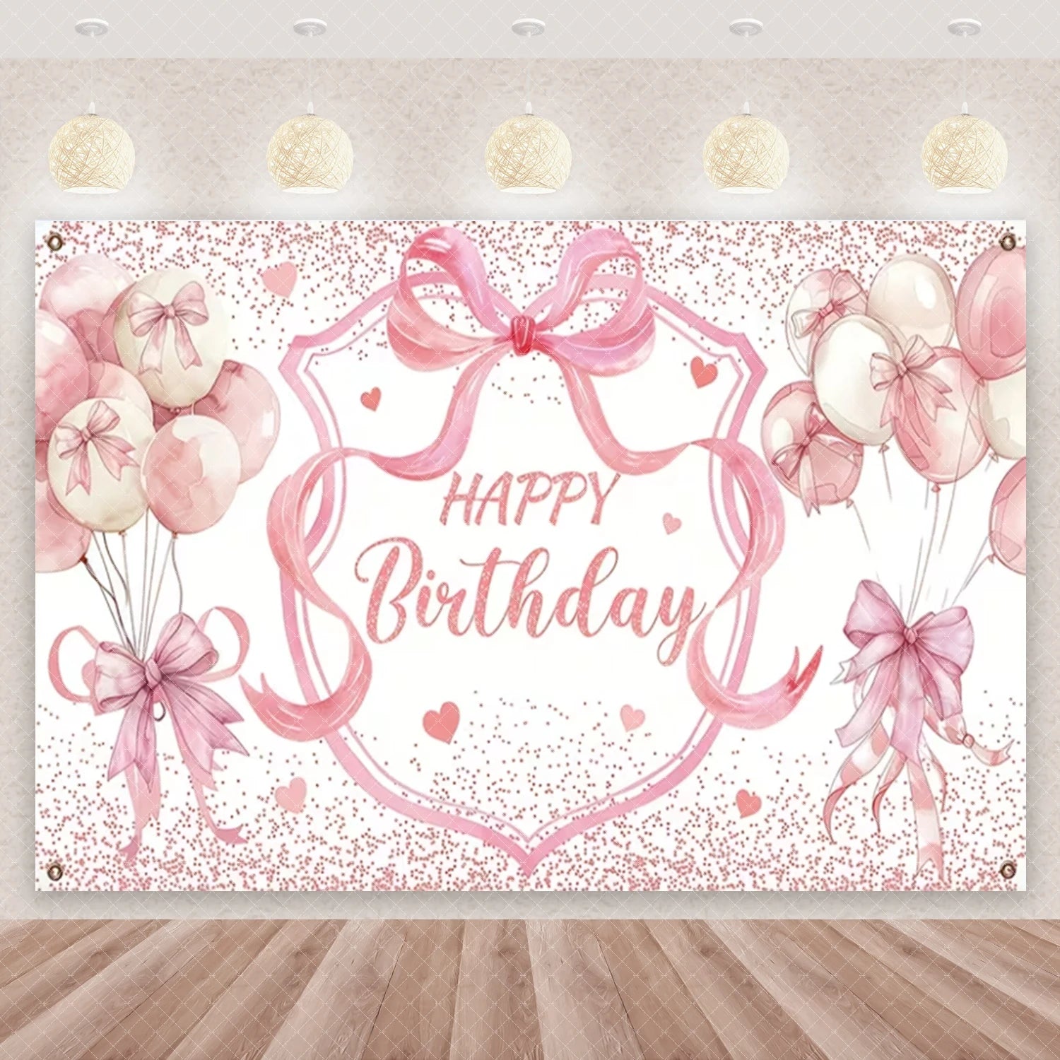Girl Women Pink Bow Birthday Decoration Disposable Tableware Bow Tie Party Supplies Kit Paper Plates Cups Banner Tablecloth Gift