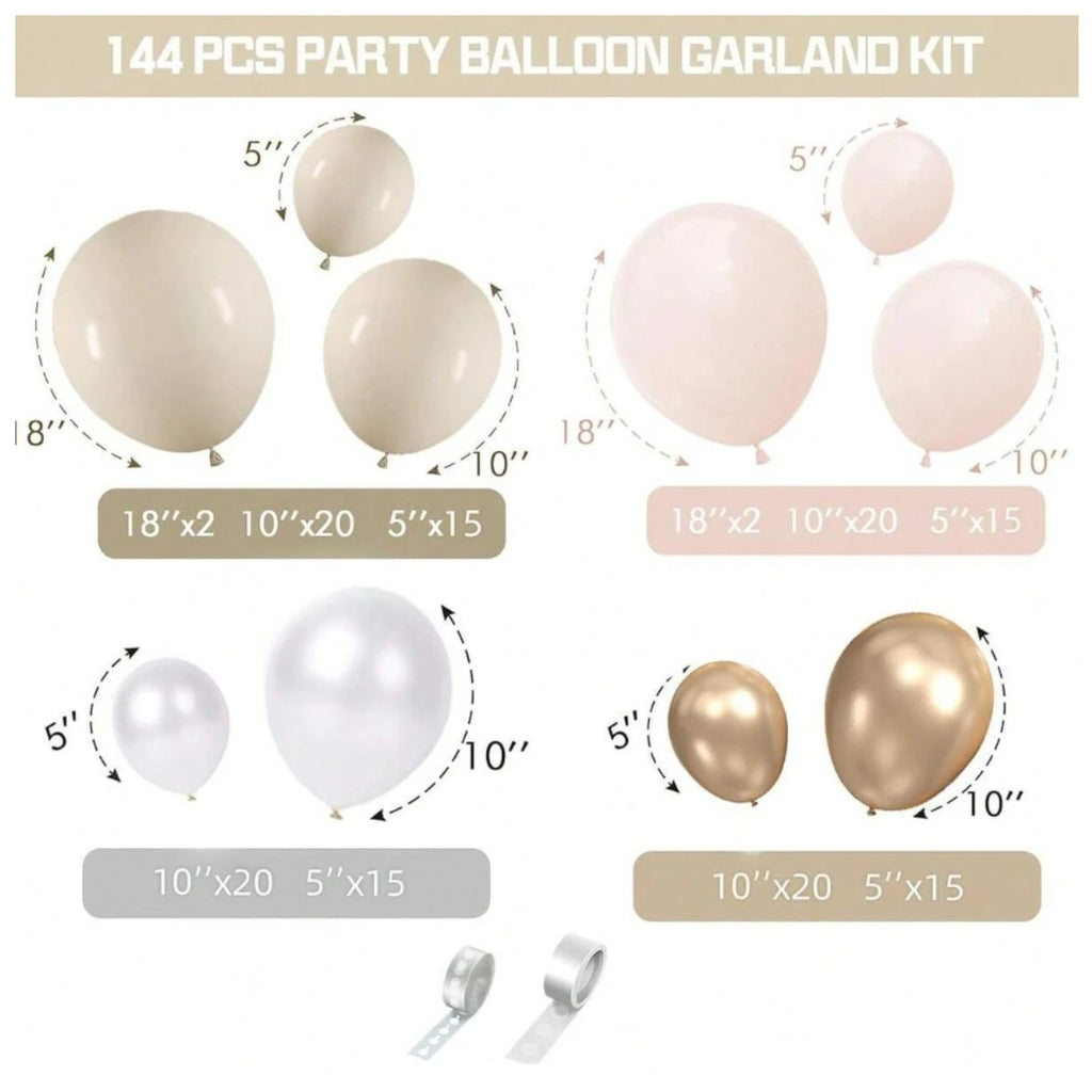 144pcs Pink Beige Balloon Wreath Arch Kit, pastel Pink Beige Nude White Champagne Gold balloon wreath Kit,