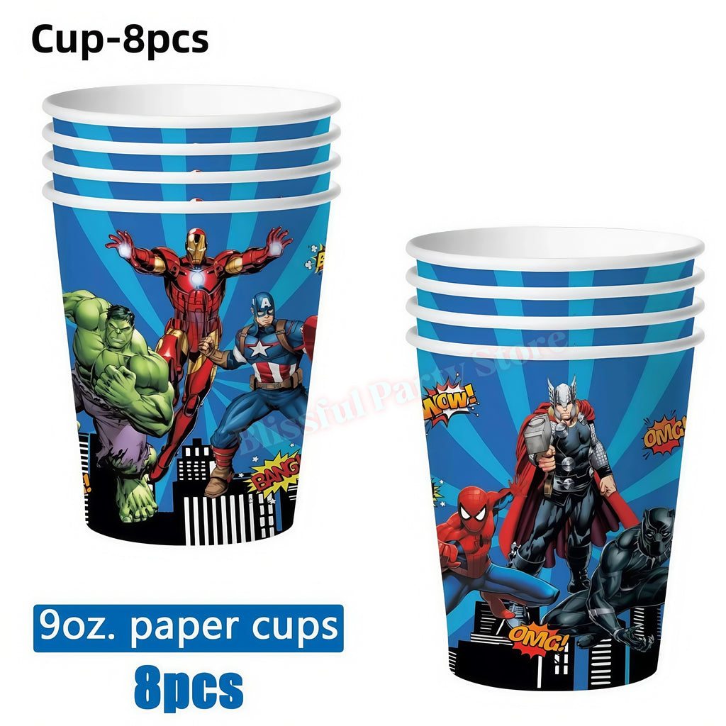 Avengers Birthday Party Decoration Superhero Balloon Tableware Kit Cup Plate Tablecloth Boy Favor Gift Baby Shower Event Supplie