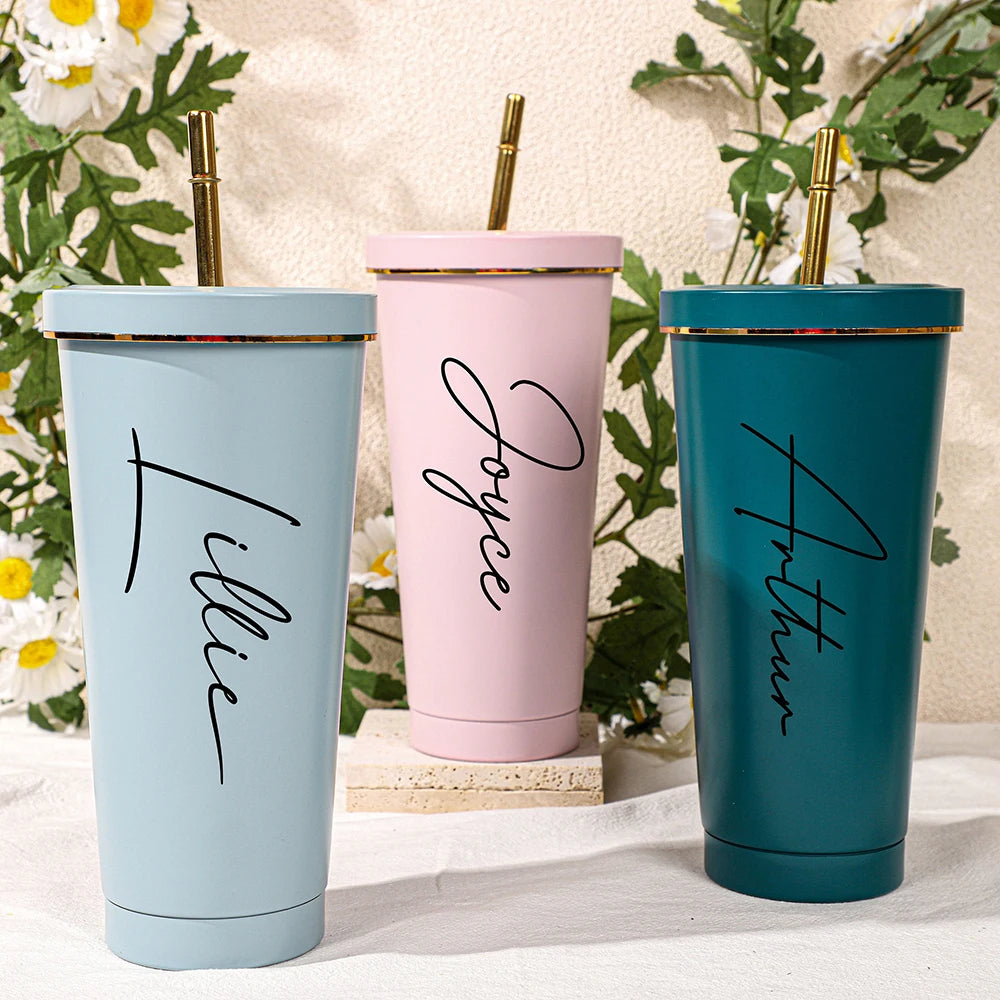 Custom 750ML/25oz Tumbler with Lid & Straw Stainless Steel Insulated Drink Cups Girls Trip Gift Bachelorette Party Travel Favor