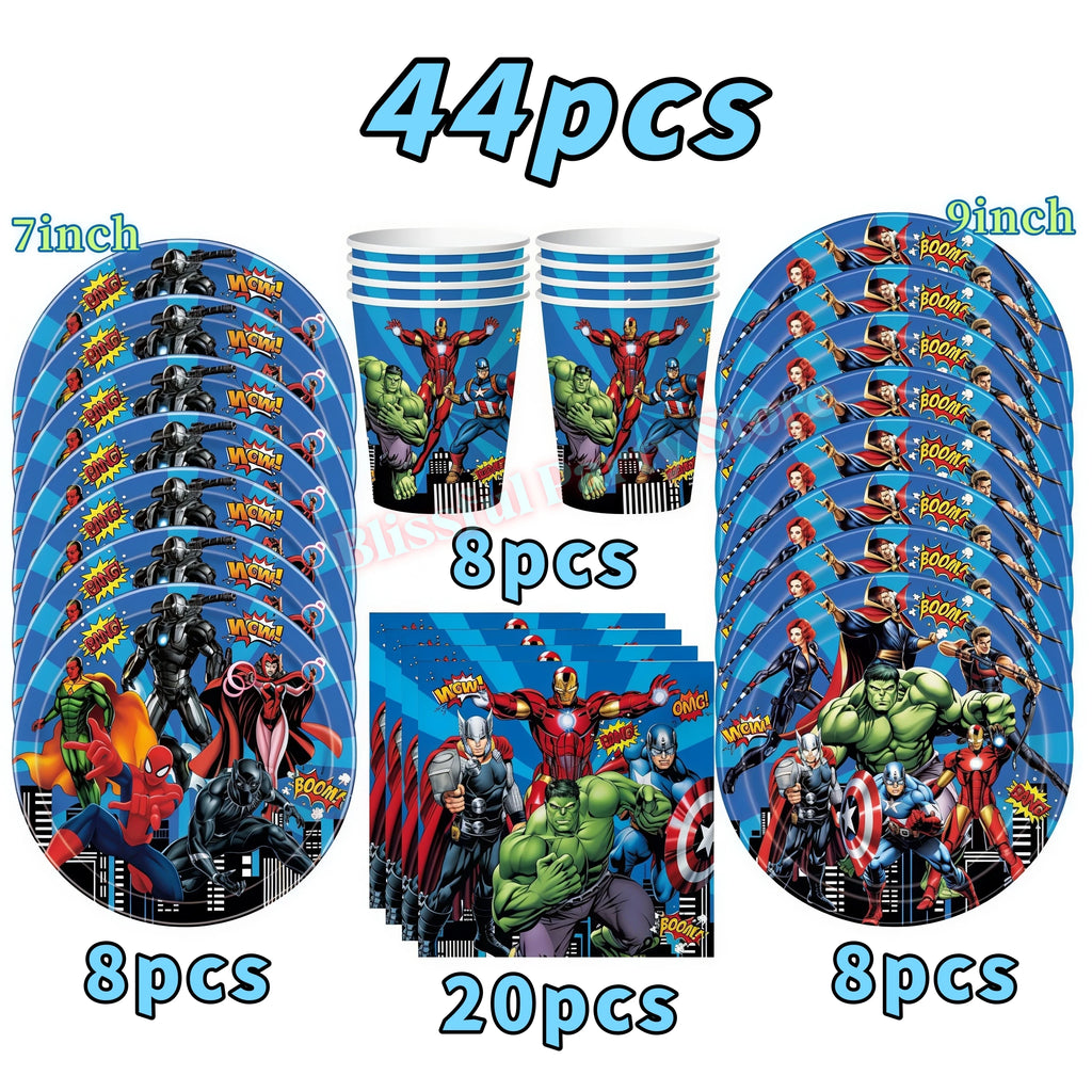Avengers Birthday Party Decoration Superhero Balloon Tableware Kit Cup Plate Tablecloth Boy Favor Gift Baby Shower Event Supplie