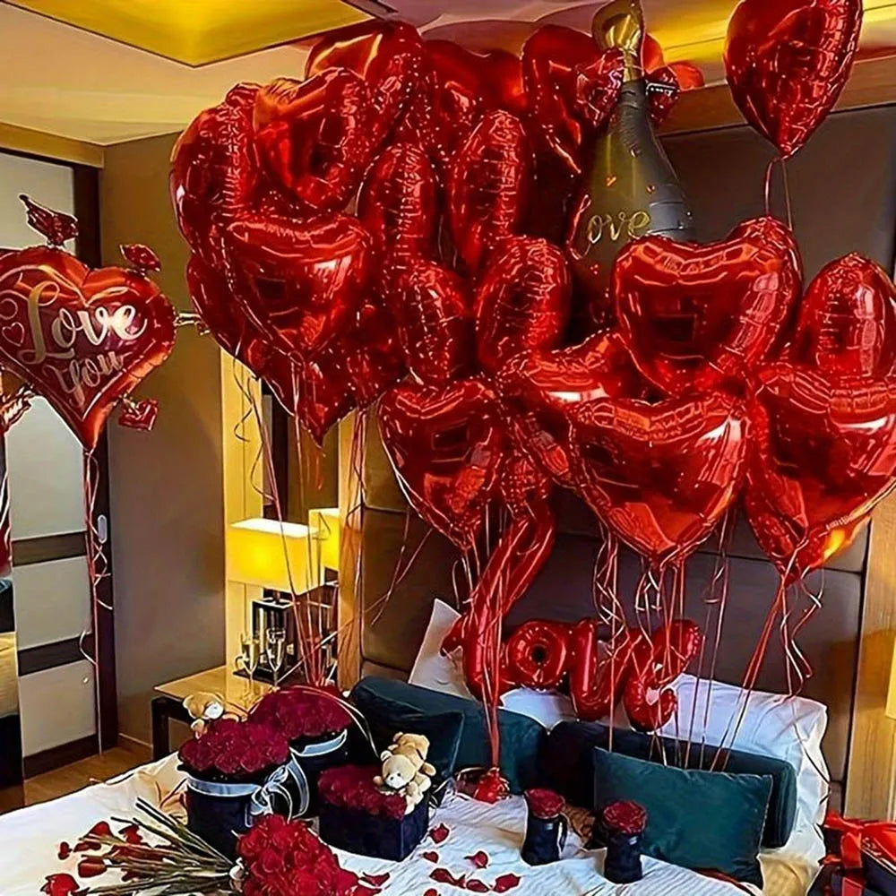 50PCS/Pack 18Inch Red Love Heart Foil Balloons DIY Birthday Party Ornaments For Valentine's Day Wedding Party Room layout Gifts