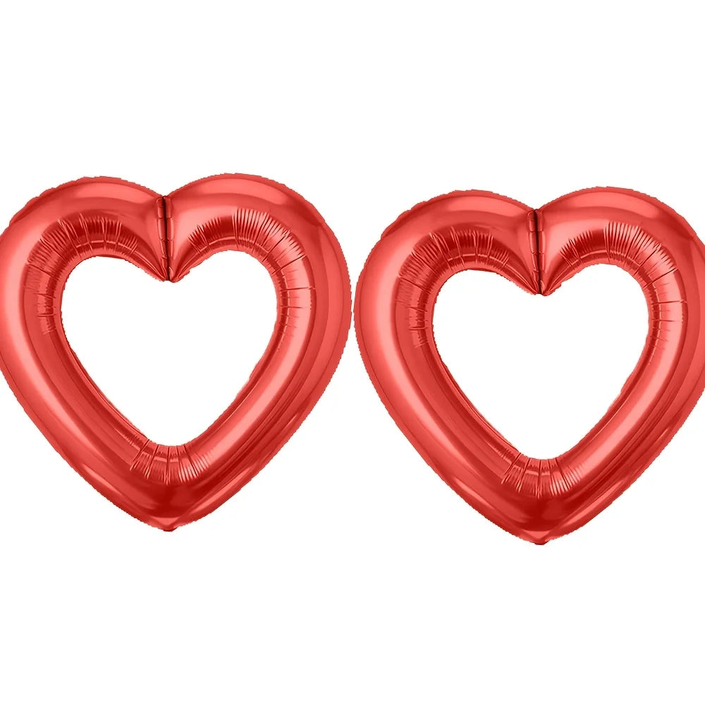 2/3/4/6 Pack of 40inch Hollow-Out Heart-Shaped Red Aluminum Foil Balloons, Suitable for Valentine's Day, Wedding Parties, Engagement Weddings, Anniversaries, Birthday Parties, and Romantic Themed Decorations