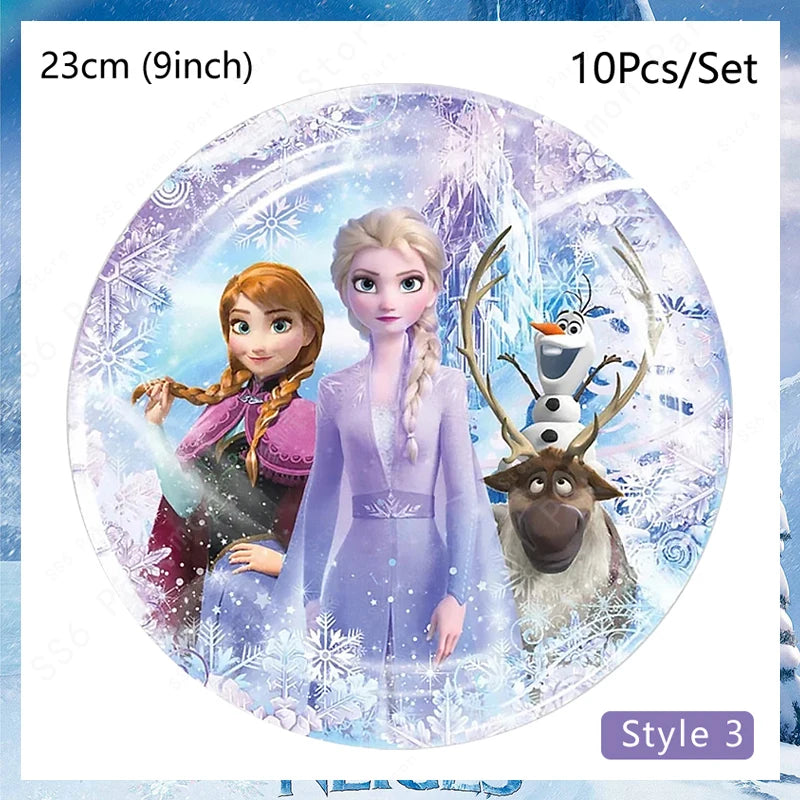 Disney Frozen Elsa Anna Olaf Birthday Party Decorations Supplies Kit for Girls Including Disposable Tableware Paper Cups Plates