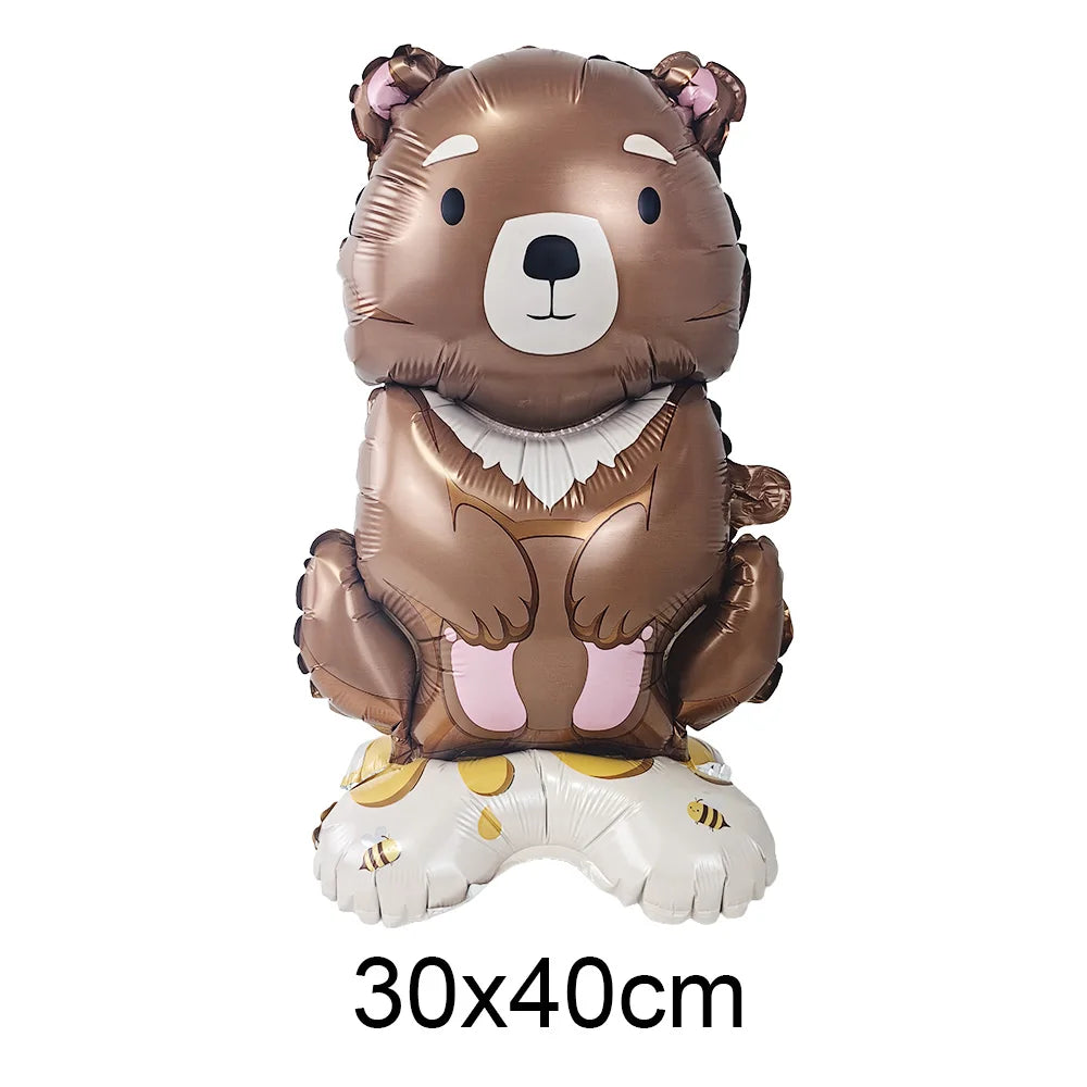 Cartoon Animal Standing Balloon Jungle Safari Lion zebra Leopard Rabbit Peacock Giraffe Balloon Kids Birthday Decoration Balloon