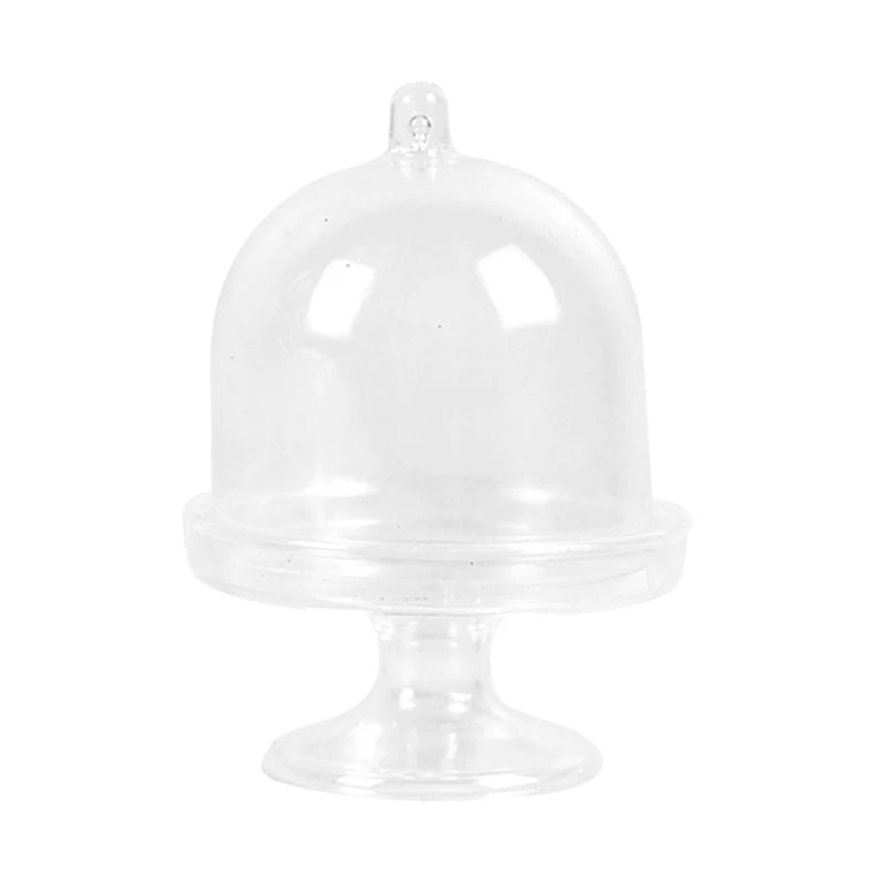 4/12pcs Clear Plastic Mini Candy Cupcake Boxes Wedding Gift Box Party Dessert Macarone Display Stand Tray With Lid Table Decor