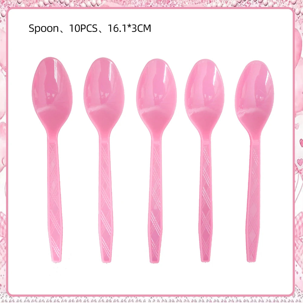 Girl Women Pink Bow Birthday Decoration Disposable Tableware Bow Tie Party Supplies Kit Paper Plates Cups Banner Tablecloth Gift