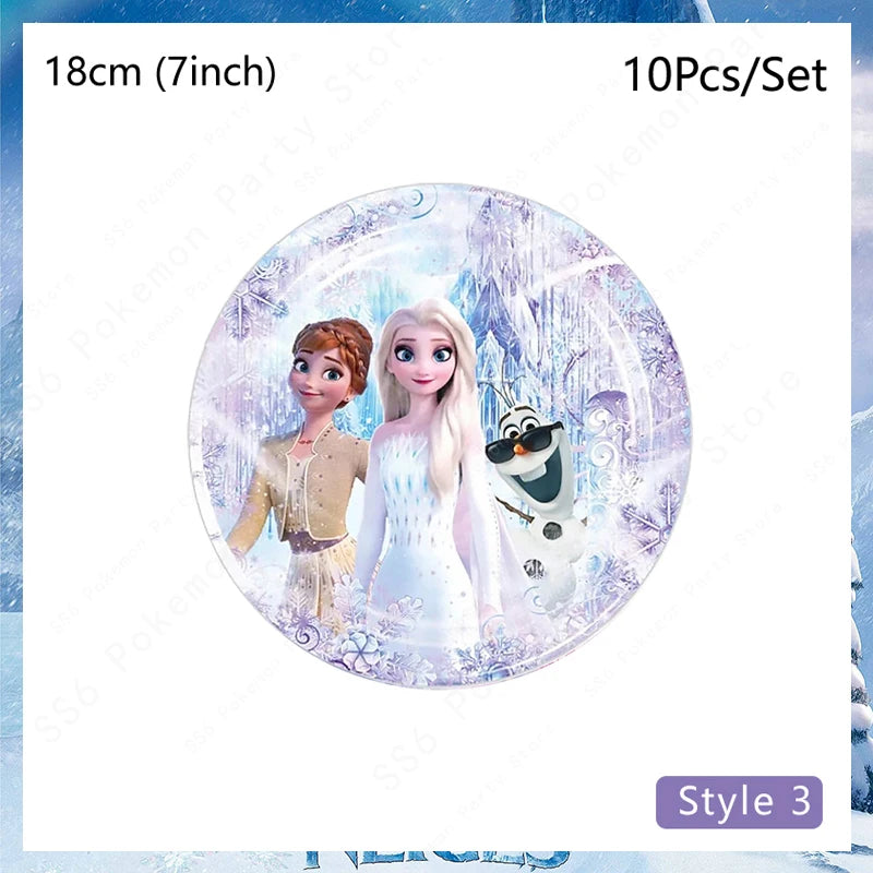 Disney Frozen Elsa Anna Olaf Birthday Party Decorations Supplies Kit for Girls Including Disposable Tableware Paper Cups Plates