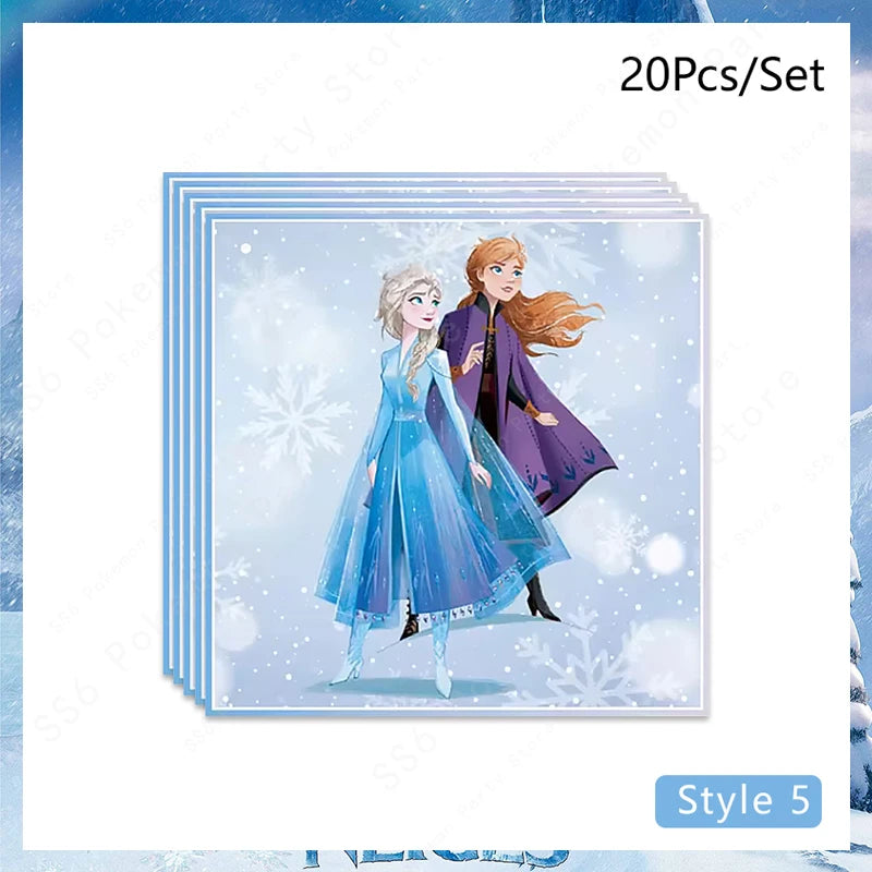 Disney Frozen Elsa Anna Olaf Birthday Party Decorations Supplies Kit for Girls Including Disposable Tableware Paper Cups Plates