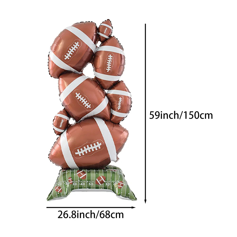 1/2 Pack Standing Football Party Decoration Balloons, Aluminum Foil Balloons, Suitable for Football Game Support Balloon Decorations, Themed Birthday Party Balloons, Fan Gathering Decoration Balloons, Tailgate Party, Sports Themed Party Decorations