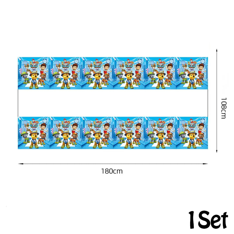 Paw Patrol Series Birthday Party Banquet Supplies Paper Plate Tablecloth Flag Knife Fork Spoon Banner Set Kids Birthday Party