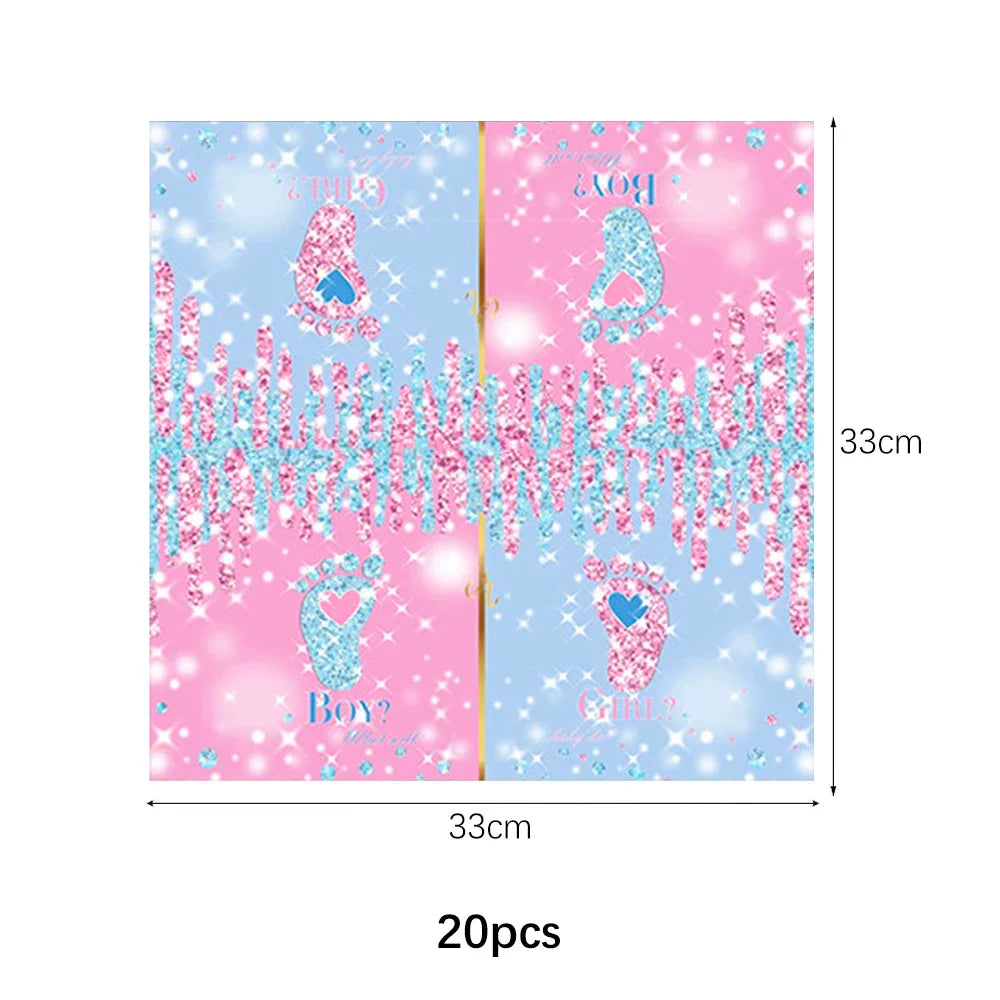 Gender Reveal Disposable Tableware Set Boy or Girl Baby Shower Paper Plates Cups Tablecloth Napkins Birthday Party Decorations