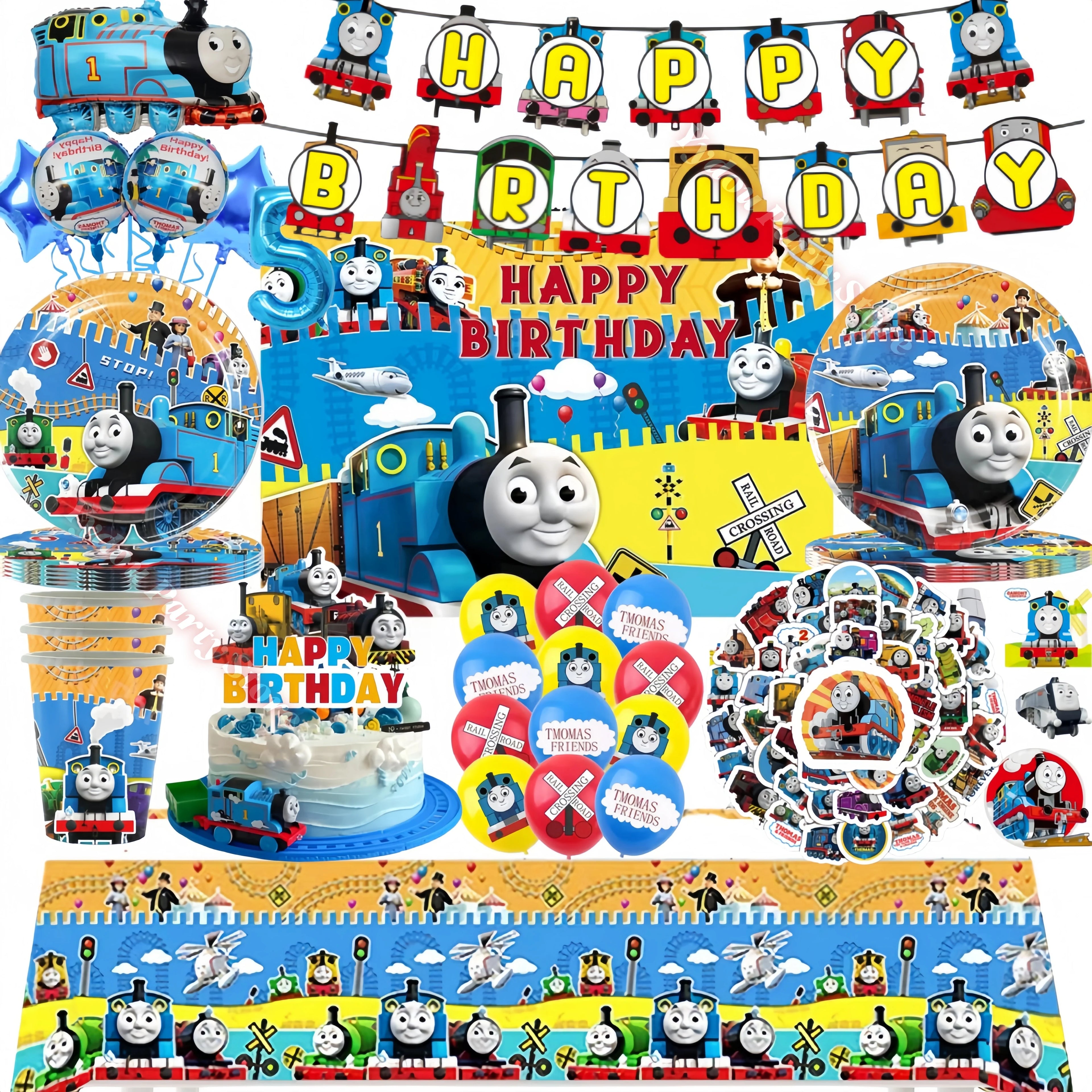 Thomas Trains and Friends Party Decorations Plates Cups Banner Balloons for Kids Baby Shower Gift Birthday Party Supplies