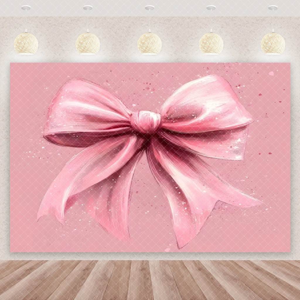 Girl Women Pink Bow Birthday Decoration Disposable Tableware Bow Tie Party Supplies Kit Paper Plates Cups Banner Tablecloth Gift