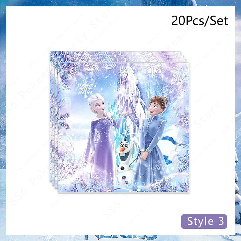 Disney Frozen Elsa Anna Olaf Birthday Party Decorations Supplies Kit for Girls Including Disposable Tableware Paper Cups Plates