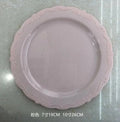 25pcs/lot Disposable Dinner Plates Embossed Pink Plastic PS Tablewares Party Wedding Table Settings Floral Shower Decoration