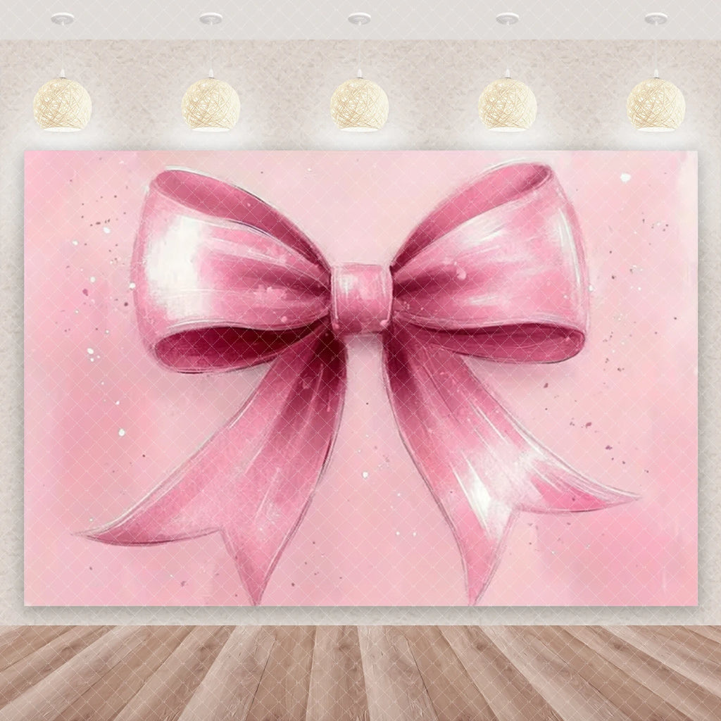 Girl Women Pink Bow Birthday Decoration Disposable Tableware Bow Tie Party Supplies Kit Paper Plates Cups Banner Tablecloth Gift