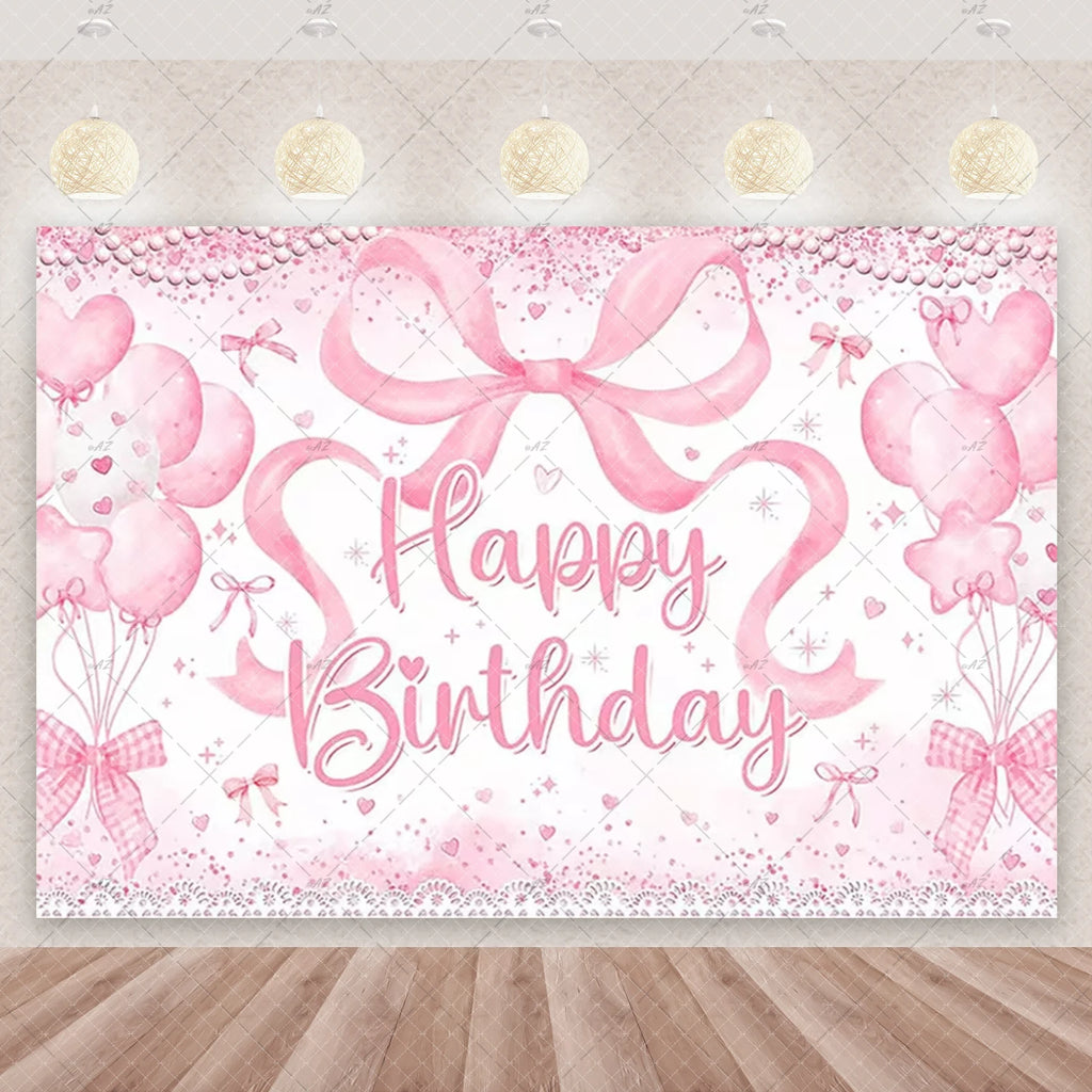 Girl Women Pink Bow Birthday Decoration Disposable Tableware Bow Tie Party Supplies Kit Paper Plates Cups Banner Tablecloth Gift