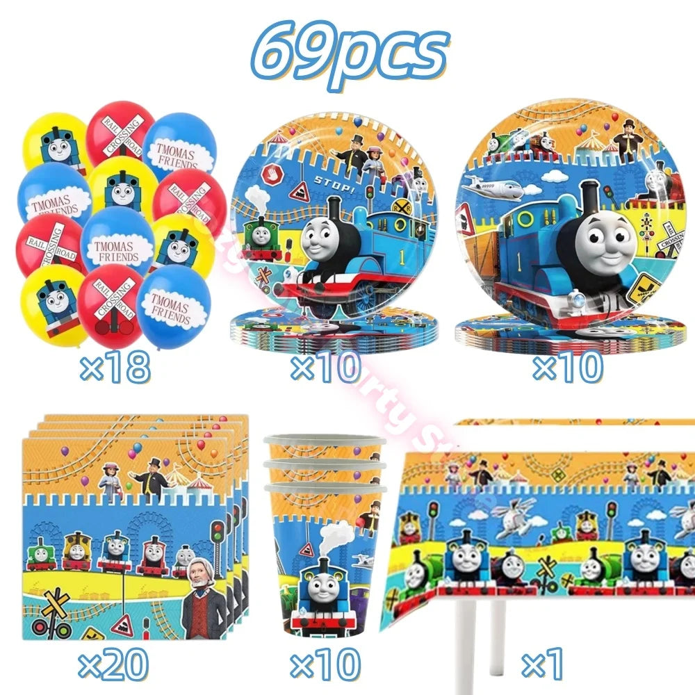Thomas Trains and Friends Party Decorations Plates Cups Banner Balloons for Kids Baby Shower Gift Birthday Party Supplies