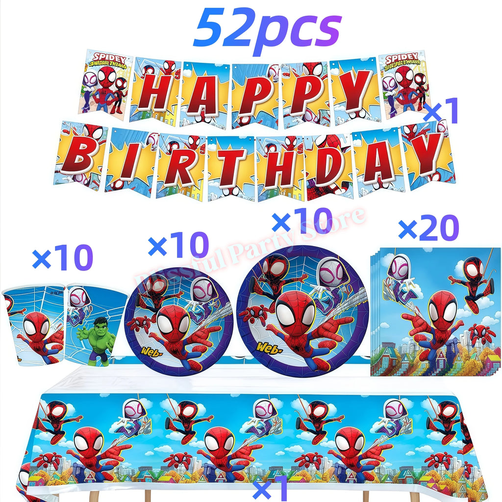 Spidey And His Amazing Friends Birthday Decoration Spiderman Tableware Kit Cup Plate Balloon Boy Favor Gift Baby Shower Supplies