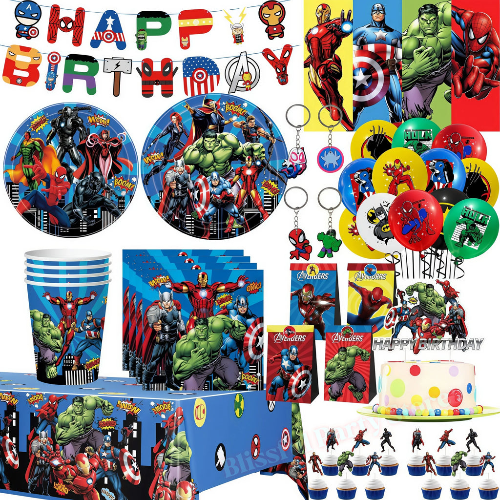 Avengers Birthday Party Decoration Superhero Balloon Tableware Kit Cup Plate Tablecloth Boy Favor Gift Baby Shower Event Supplie