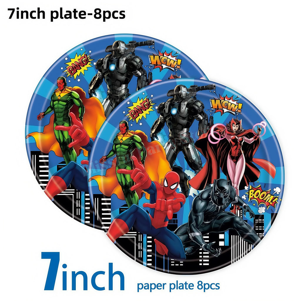 Avengers Birthday Party Decoration Superhero Balloon Tableware Kit Cup Plate Tablecloth Boy Favor Gift Baby Shower Event Supplie